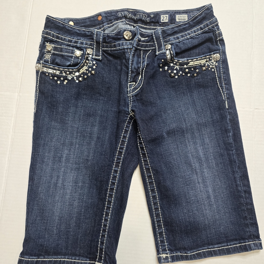 Miss Me Navy Embellished Denim Shorts